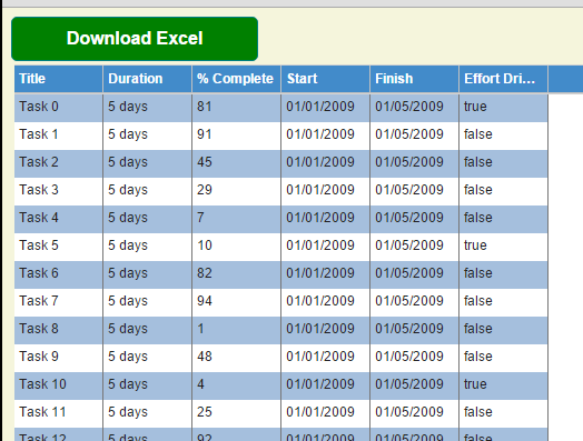 jQuery Slickgrid Export to Excel